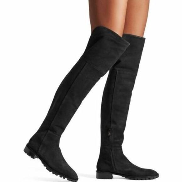 Stuart Weitzman Amber Over-The-Knee Thigh High Black Suede Boots - Picture 1 of 12
